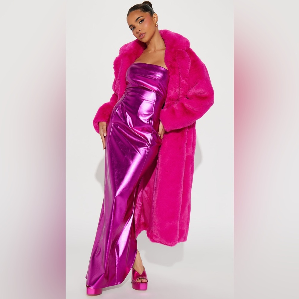 NWT Faux Fur Coat Pink 2X